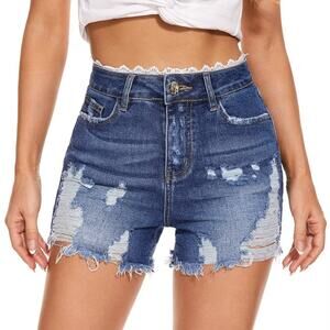 VIPONES High-Waisted Distressed Denim Shorts size 16